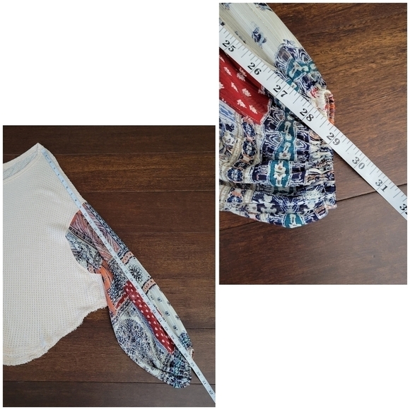 By Together Lost Gypsy Waffle Knit Thermal Boho Sleeve Top Blush Pink Size M - Picture 10 of 11